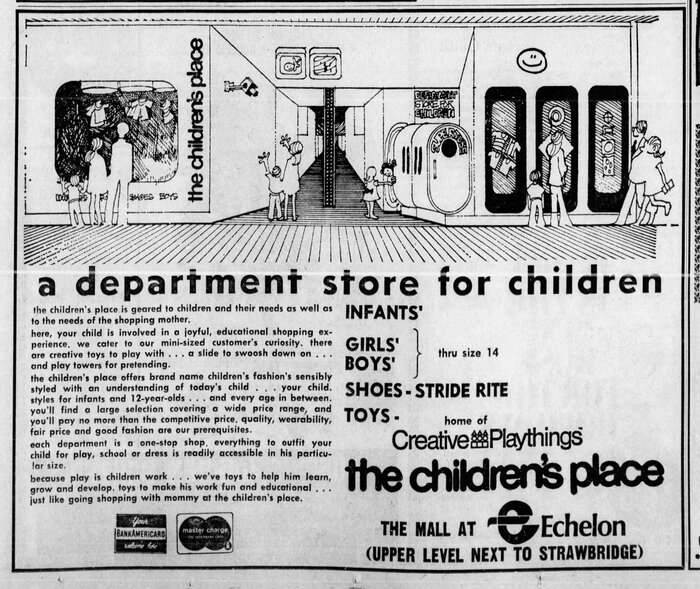 The Children’s Place newspaper ad from the Courier Post, Thursday, Dec 17, 1970.