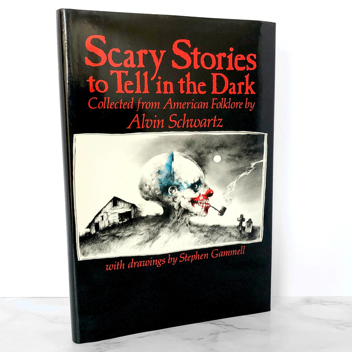 A first edition 1981 hardcover printing of the first Scary Stories to Tell in the Dark book published by J.B. Lippincott, which has a different cover layout than the softcover edition which came out the same year. The accompanying italic here is from .