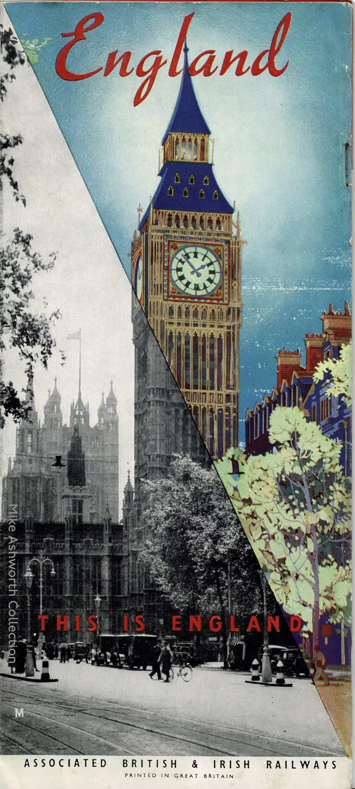 This is the cover of the England brochure, “This is England”, showing the Palace of Westminster with the then Clock Tower, home of “Big Ben”.