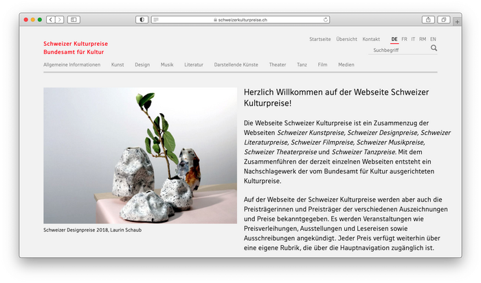 Swiss Culture Awards website 1