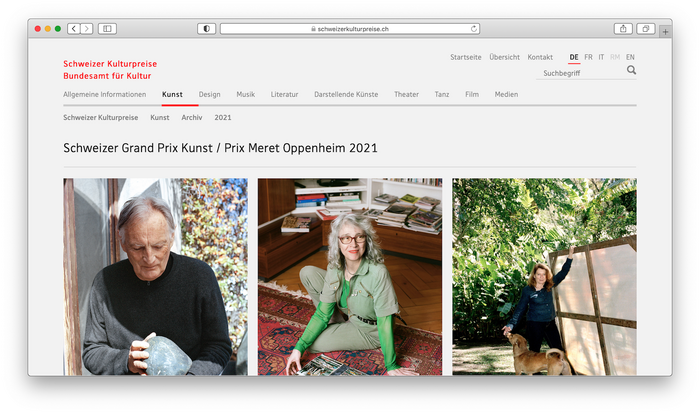 Swiss Culture Awards website 2