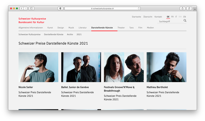 Swiss Culture Awards website 6