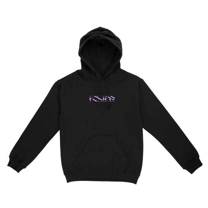 Hoodie with the band name in the Syzygy typeface by Aaron Nandor
