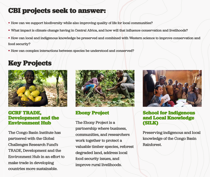 Congo Basin Institute website 3