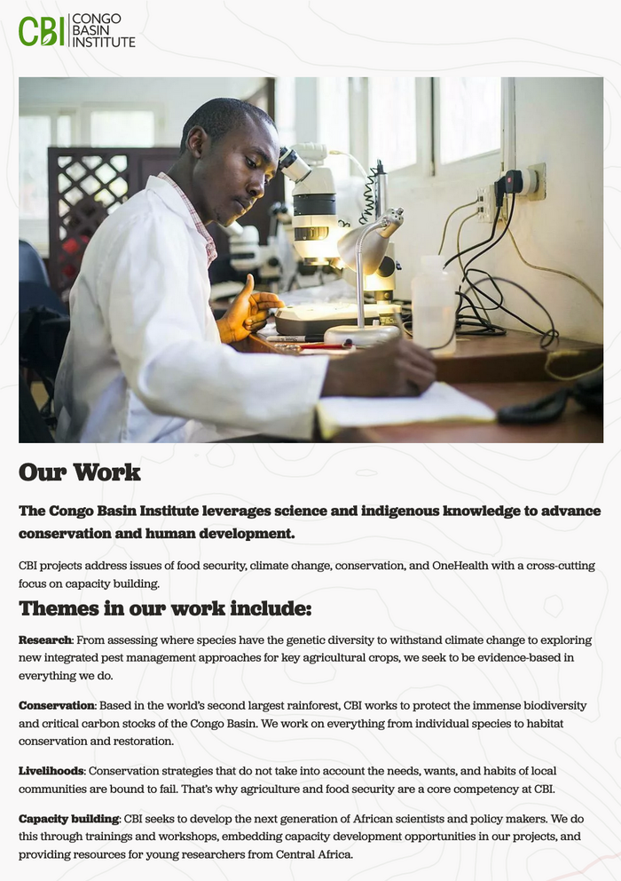 Congo Basin Institute website 5