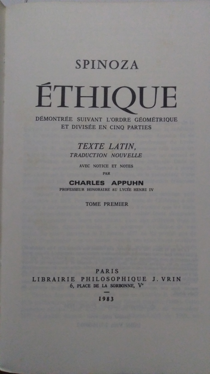 Éthique by Baruch Spinoza (Librarie Philosophique J. Vrin) 3