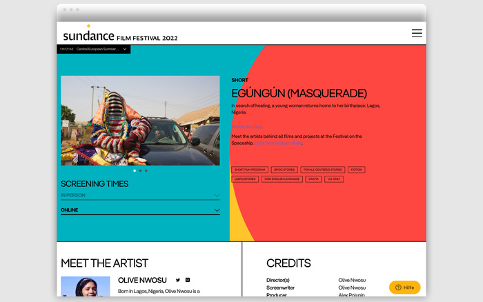 Pangea is used for all typography on the festival website