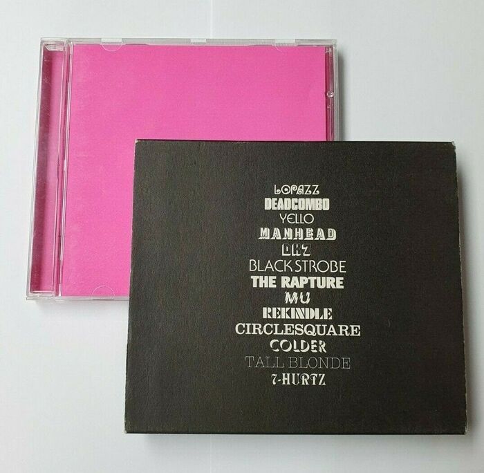 Channel 3, released in June 2004 (pictured behind is the pink cover): Agraphicus (VGC before 1982, digitized by WSI in 1996 as Arruba), Tank (Ray Larabie of Typodermic, 2004 – the year this album was released in), ITC Busorama (Herb Lubalin and Tom Carnase, the creators of Avant Garde Gothic, 1970), Buxom (Bob Trogman of Fotostar/Fascimile, 1975), ITC Pioneer (Ronné Bonder, 1970), ITC Serif Gothic (Herb Lubalin and Tony Di Spigna, 1972), a condensed sans (probably a bolder style of FF Meta or similar), Shatter (Vic Carless, Letraset, 1973), Futura Black (Paul Renner, Bauer, 1929), Clarendon (Hermann Eidenbenz, Haas, 1953),  (Robert H. Middleton, Ludlow, 1932), ITC American Typewriter Light (Tony Stan and Joel Kaden, 1974), and Raphael (Central Type Foundry, 1885)