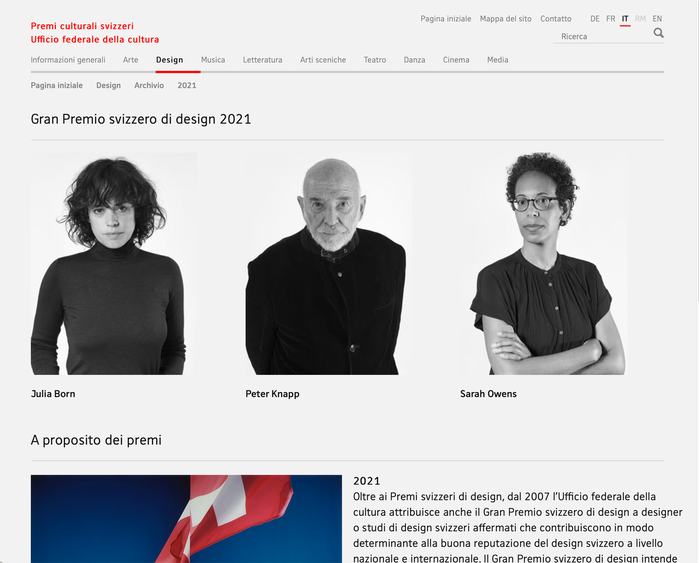 Swiss Culture Awards website 9