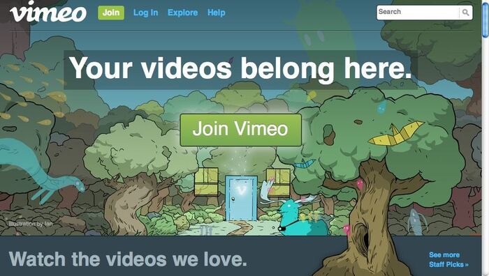 Vimeo homepage in 2012