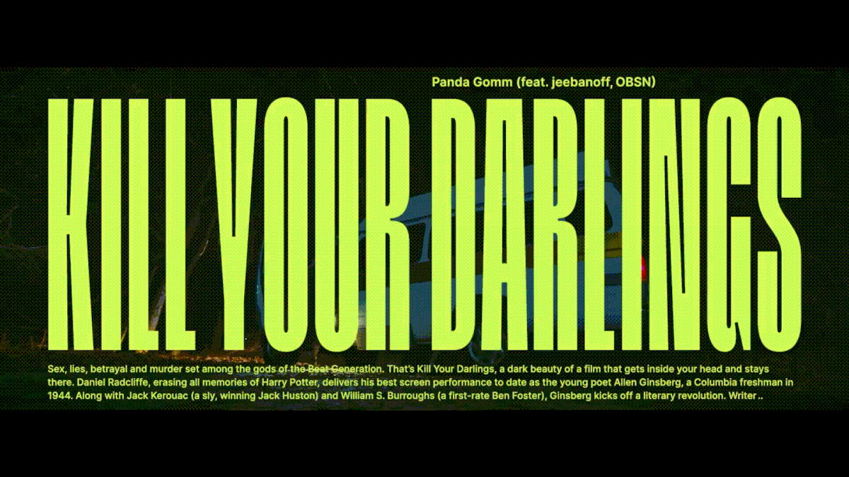 Panda Gomm – “Kill Your Darlings” single cover and music video credits 2