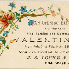 Valentines exhibition invitation, J.S. Locke &amp; Co.