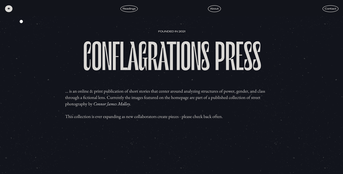 Conflagrations Press website 4