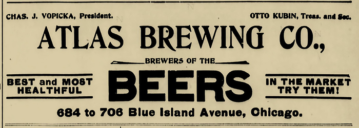 Atlas Brewing Co. advertisement, 1903