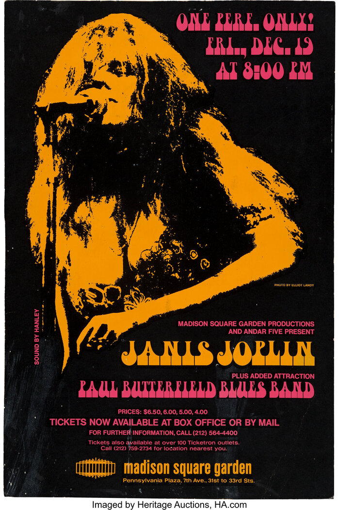 Janis Joplin at Madison Square Garden concert poster