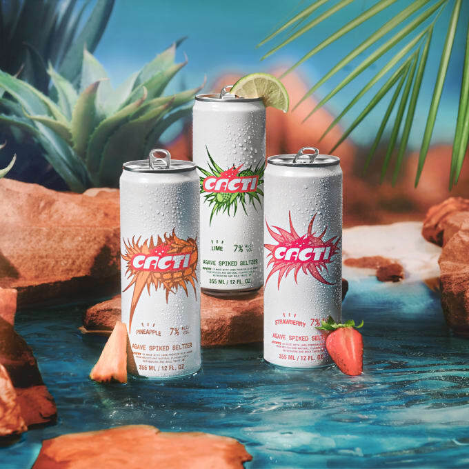 Cacti Agave Spiked Seltzer packaging and merchandise 1