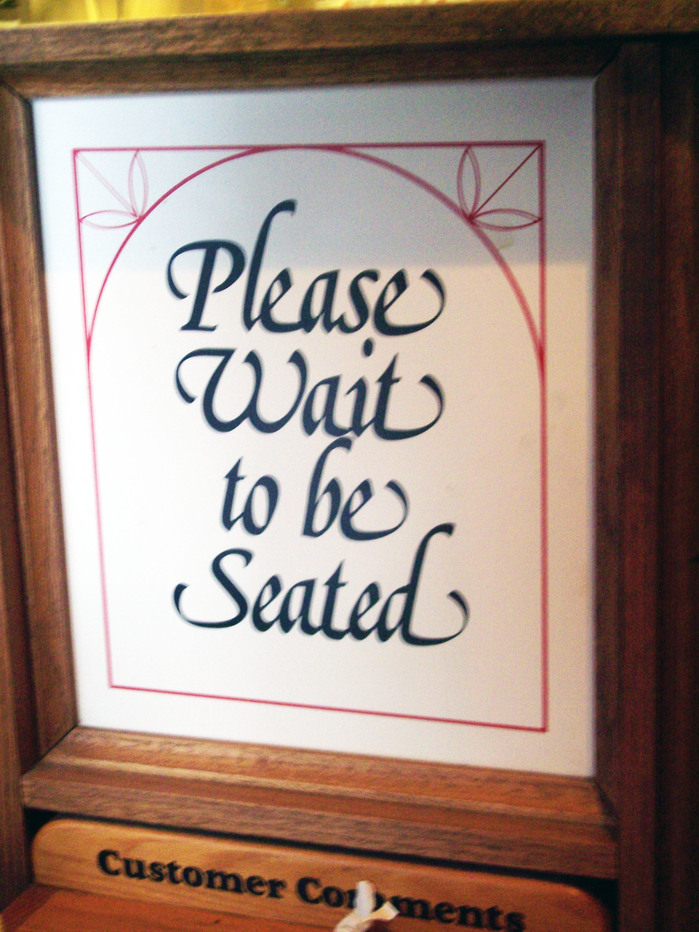 Pizza Hut seating sign 1