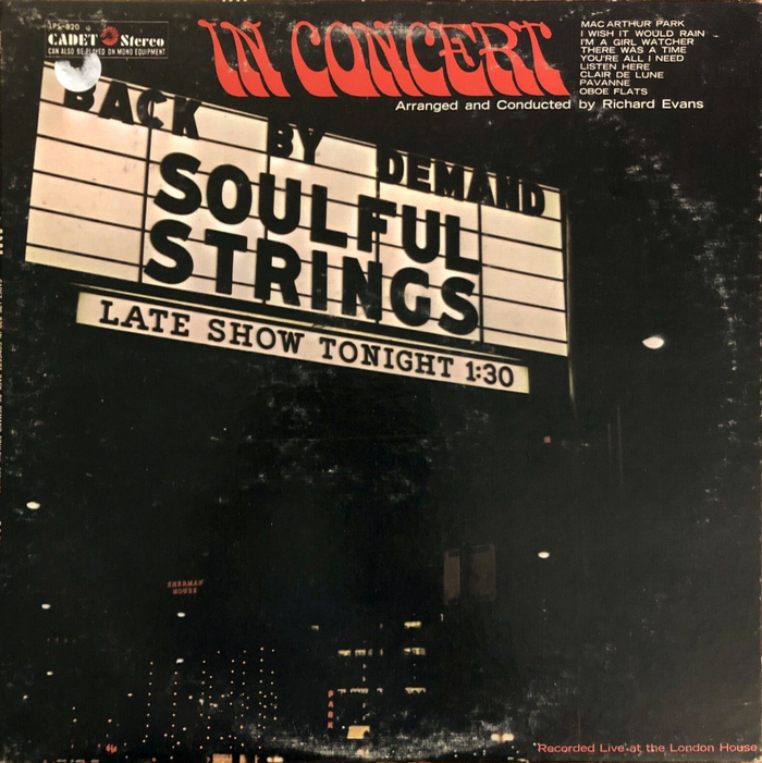 The Soulful Strings in Concert, Cadet LPS-820, 1969. Photography by Jerry Griffith. [More info on Discogs] The small type again uses  Extended.