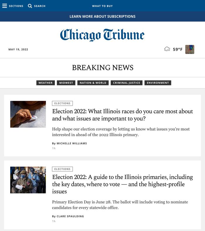 Chicago Tribune website 1