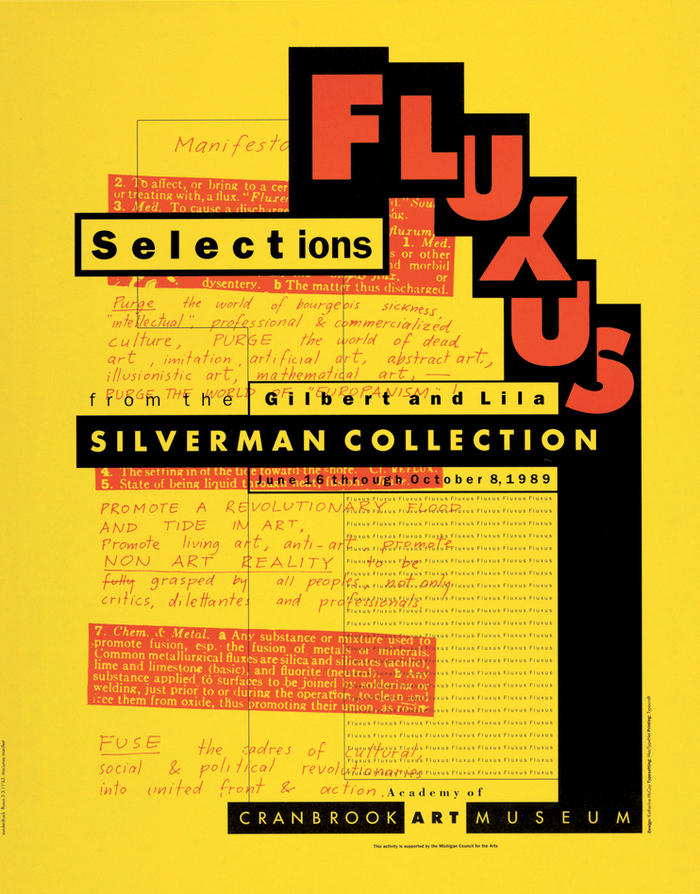 Poster, Fluxus; Designed by Katherine McCoy (American, b. 1945); USA; Gift of Katherine McCoy; 1995-162-5