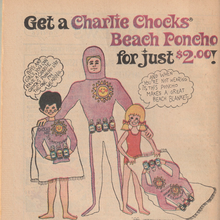 Charlie Chocks Beach Poncho advertisement