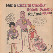 Charlie Chocks Beach Poncho advertisement