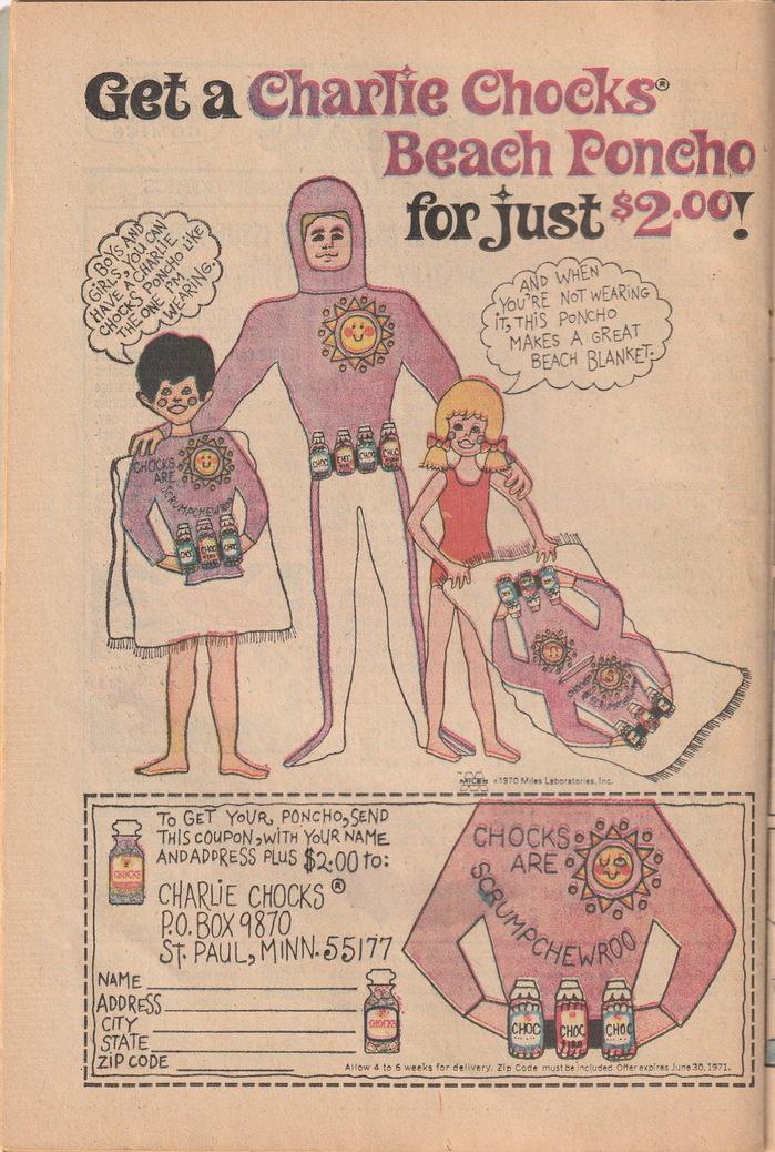 Charlie Chocks Beach Poncho advertisement