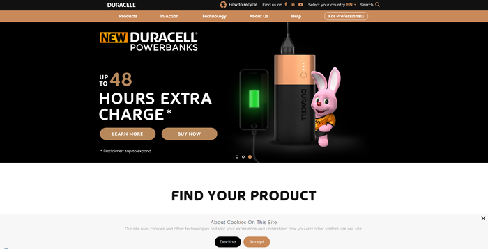 Duracell websites and packaging 3