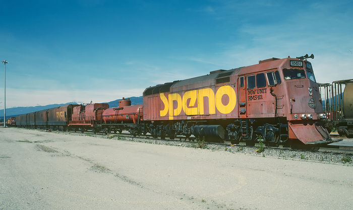 Speno EMD F40PH-2M No. 101, Coquitlam, British Columbia, 20 Sep. 1987