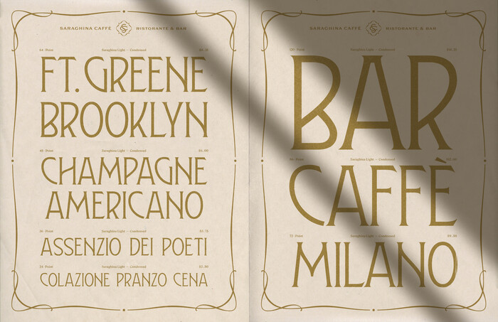 Type specimen for the custom 