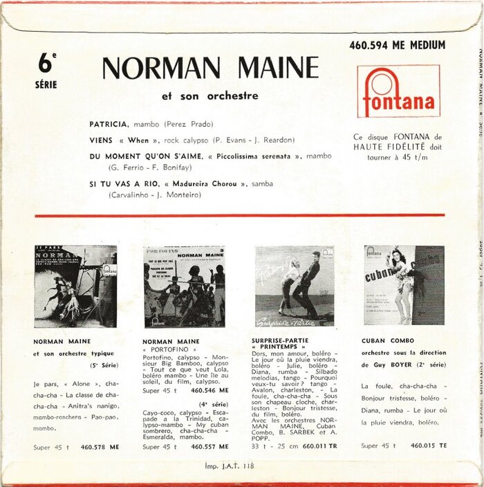 Norman Maine et son orchestre – 6e Série EP cover 2