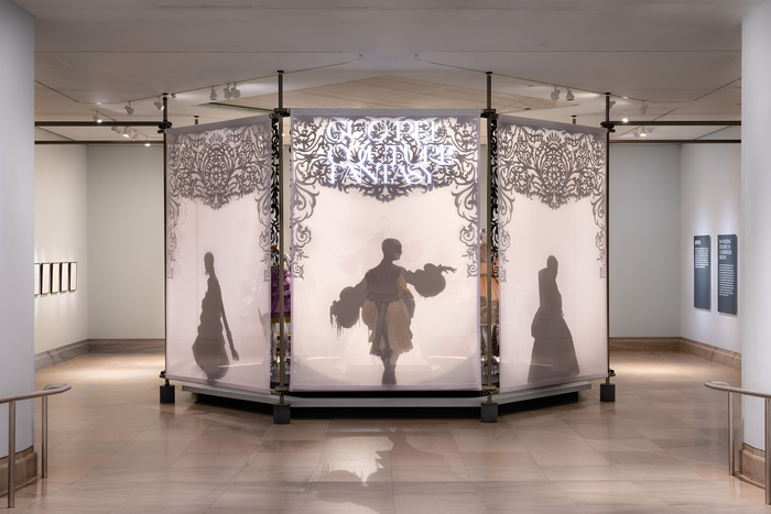 Exhibition title animated and projected at gallery entrance