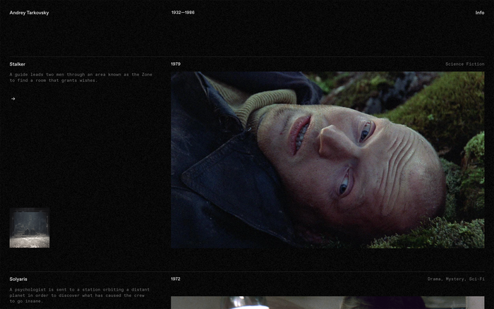 Andrey Tarkovsky films website 1