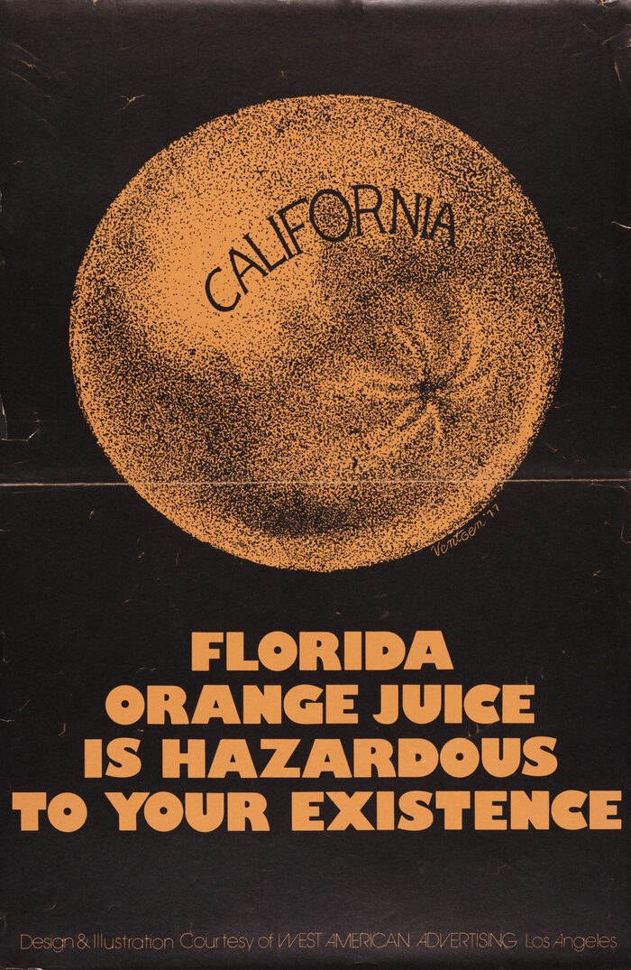 Frank T. Vetgen/West American Advertising, “Florida Orange Juice is Hazardous to Your Existence,” 1977. LGBTQ Poster Collection, ONE Archives at the USC Libraries.