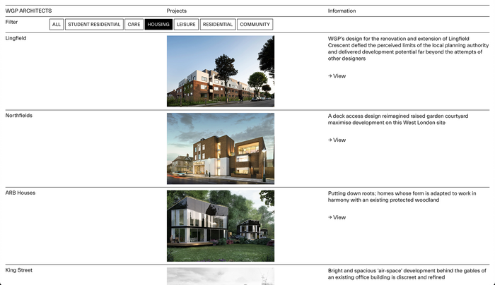 WGP Architects portfolio website 4