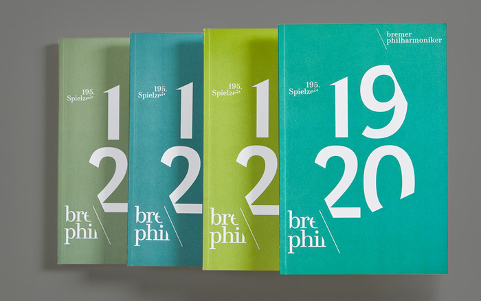 Booklet for the 2019/20 season, with cover variants in different shades of green