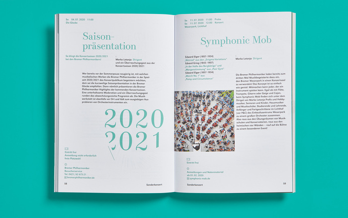 Season booklet with Trianon used for titles and the big numbers, supported by URW Grotesk for text