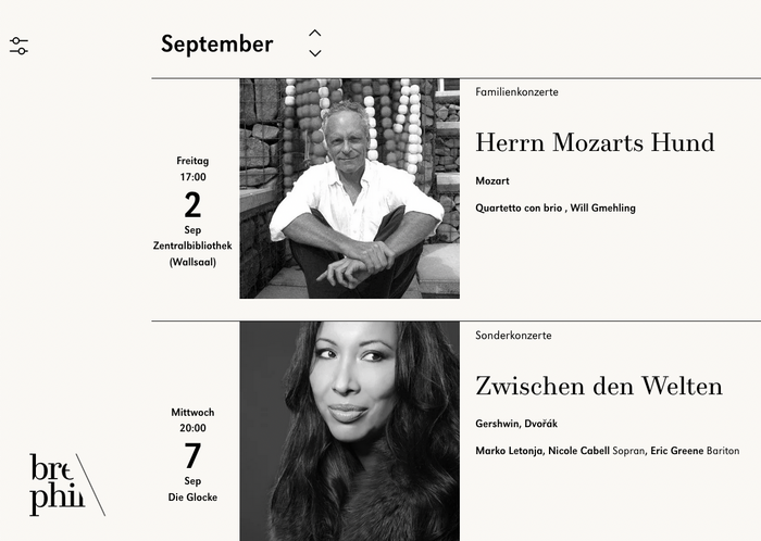 Website: concert calendar