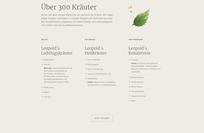 Apotheke zur Triumphpforte / Leopold’s Spezialkräuter website 2