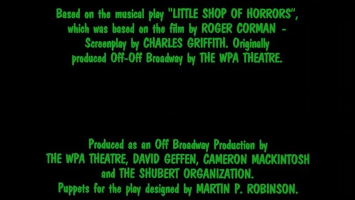 Little Shop of Horrors (1986) film titles 9