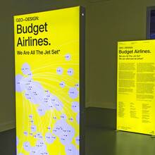 <cite>Geo-Design: Budget Airlines. We Are All The Jet Set* </cite>exhibition