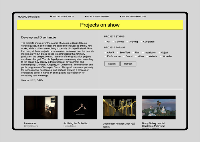 Moving in Stasis exhibition website 4