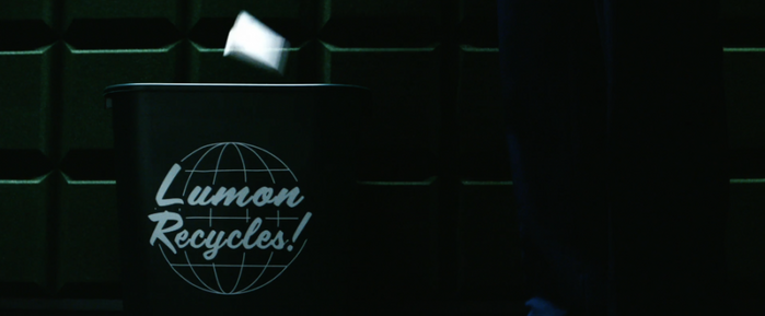  is used on the “Lumon Recycles!” recycling bin that appears in the “Good News About Hell” episode.