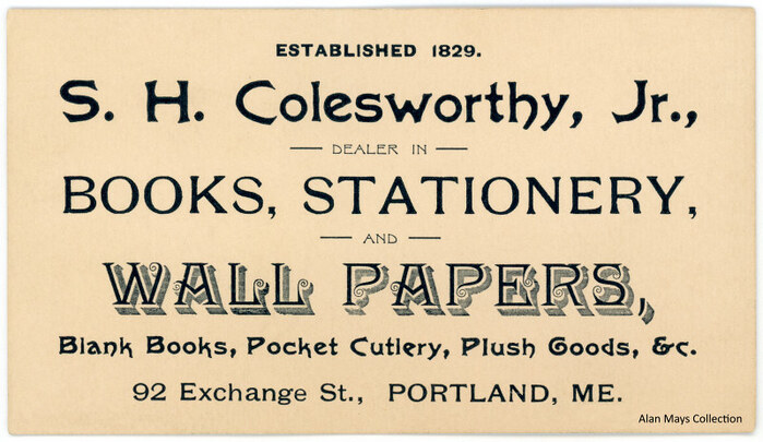 S.H. Colesworthy, Jr. business card