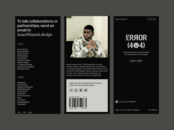 Isaac Fayemi – Group 256 portfolio website 6