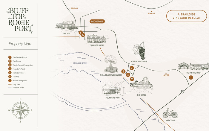 The Blufftop at Rocheport’s property map makes full use of the font quartet.