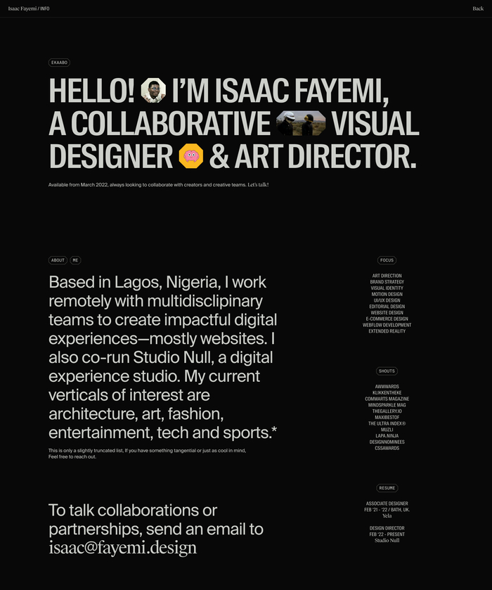 Isaac Fayemi – Group 256 portfolio website 3