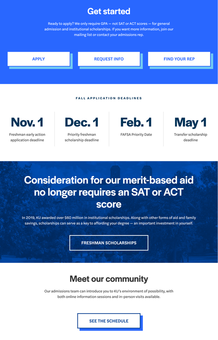 The University of Kansas Admissions website - Fonts In Use
