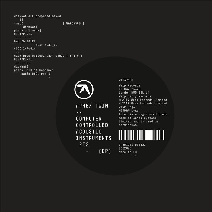 Aphex Twin &ndash; Computer Controlled Acoustic Instruments pt2 EP 2