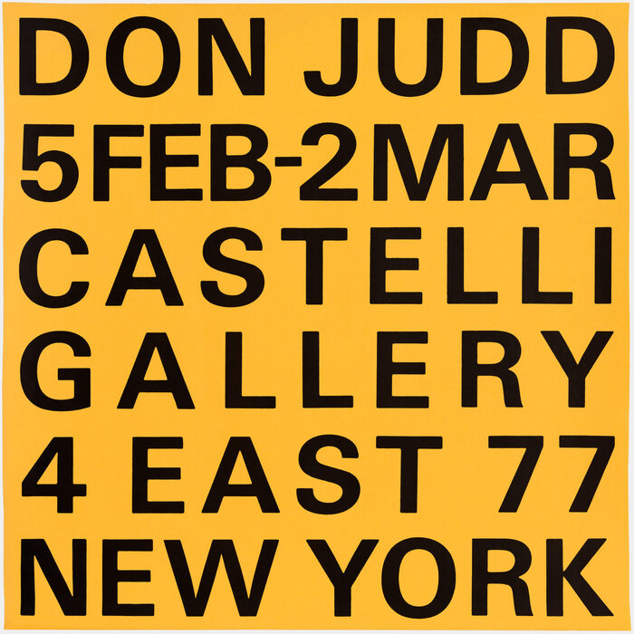 Poster for Donald Judd exhibition at Castelli Gallery 1